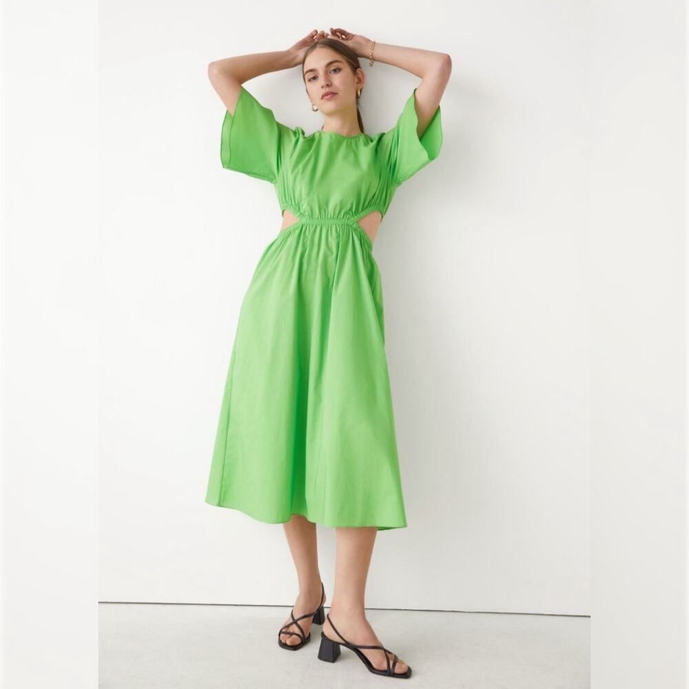 New & Other Stories‎ Green Cut-Out Midi Dress Size 8